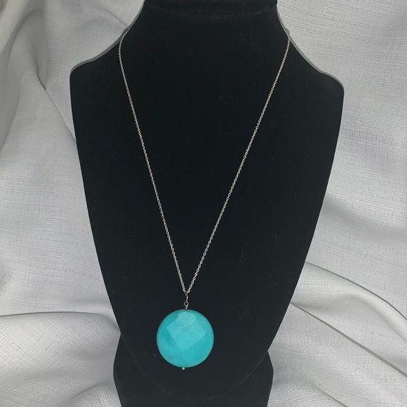 Turquoise pendant necklace. 18” - Picture 1 of 8